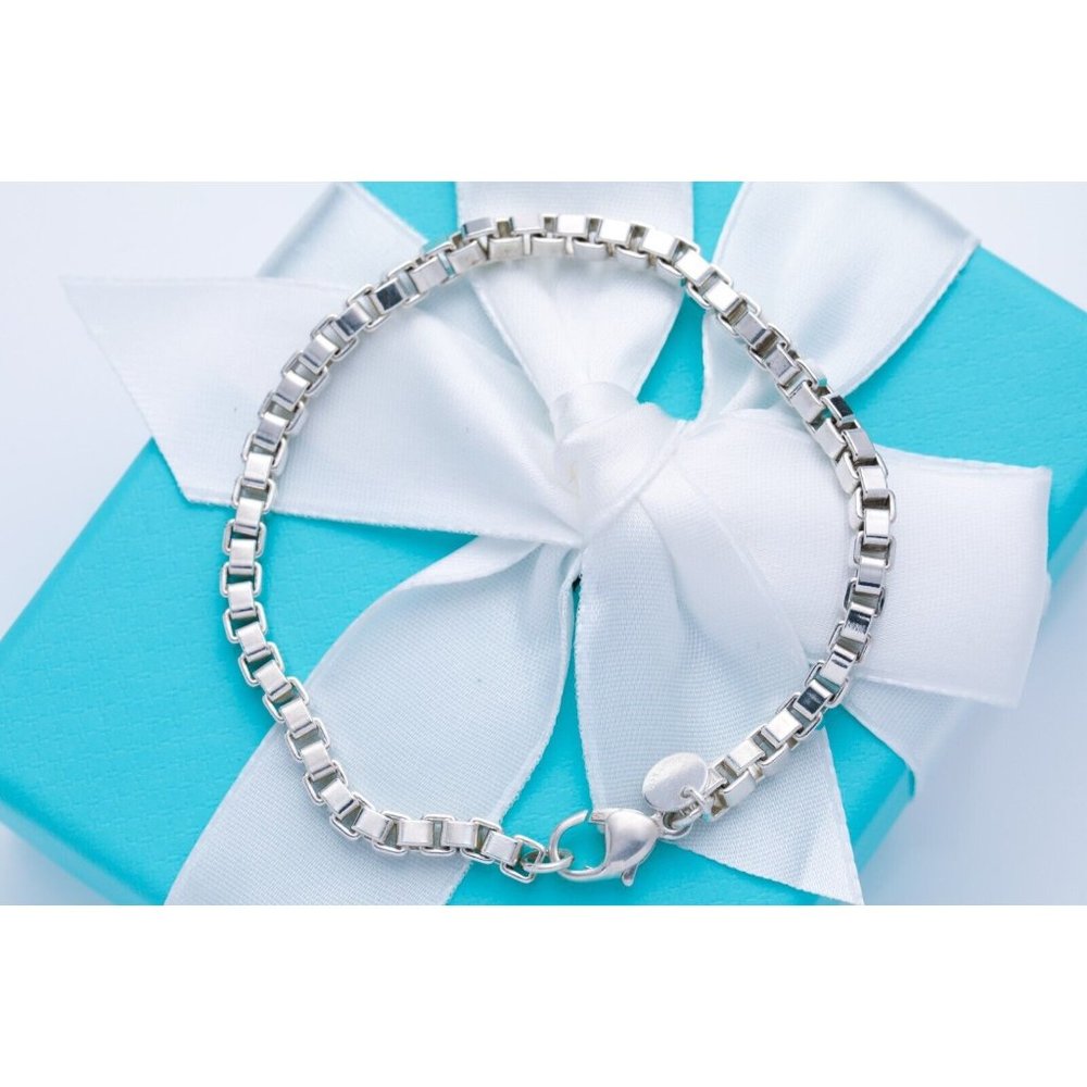Tiffany & Co. Venetian Link Chain Bracelet 925 Sterling Silver 7.5" Unisex - Picture 9 of 11